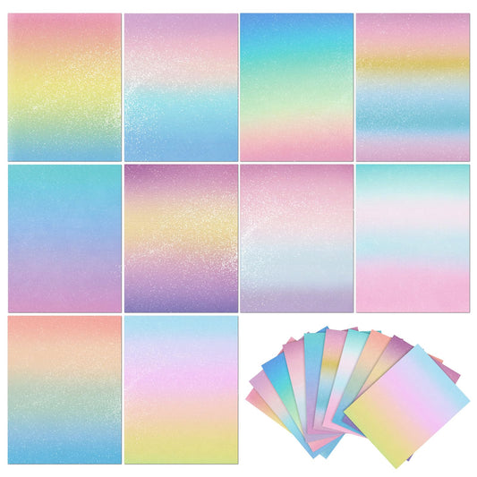 Gersoniel 40 Sheet Gradient Scrapbook Paper 8.5 x 11 Inch Colorful Decorative Cardstock Paper Double Sided Glitter Papers for Craft Card Making Journaling Planner Scrapbooking Supplies, 10 Design