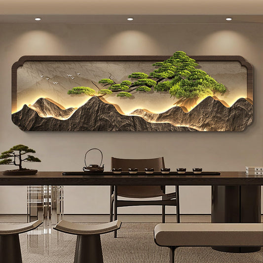 3D Decorative Painting, Creative Wall Sculptures with LED Light, Wall Art Decor Painting, Modern Hanging Mural, for Living Room Entrance Bedroom(Brown 1,30 * 90cm/11.8 * 35.4in)