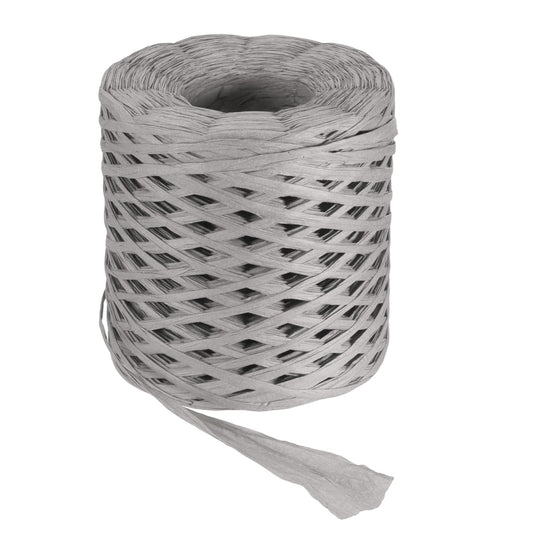 MECCANIXITY Gray Raffia Ribbon, 219 Yard Natural Raffia Paper String 4mm Wide Packing Paper Twine Rope for Gift Wrapping DIY Crafts Crocheting Knitting Holiday Decoration
