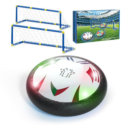BIGSENYAO Hover Soccer Ball Toys with Rechargeable Batteries & Two Football Goal Sets, Kids Air Floating Soccer Toy with Foam Bumper & LED Lights, Birthday, Cool Indoor Games for Boy & Girl