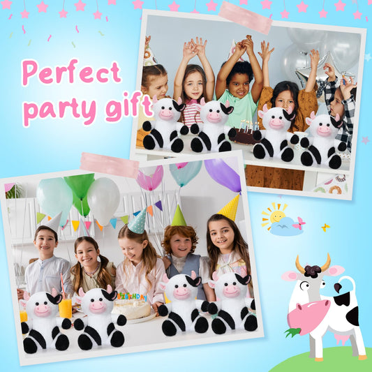 Syhood 6 Pcs Adorable Cow Stuffed Animals for Kids 10 Inches Cute Sitting Cow Plush Toy Dolls Plush Party Decor Vaquitas De Peluche Farm Stuffed Animals for Boys Girls Plushie Lover Birthday Gifts