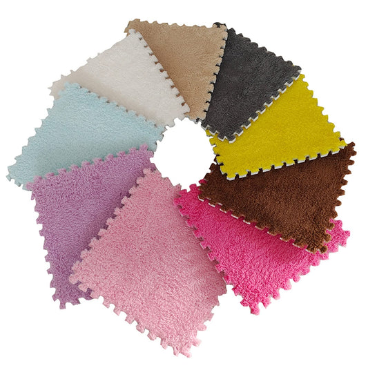 Fluffy Carpet Puzzle Floor Sponge Puzzle Interlocking Carpet Tiles for Infants and Toddlers Floor Mat for Crawling Infant (Color : A, Size : 30x30x1cm-26pcs)