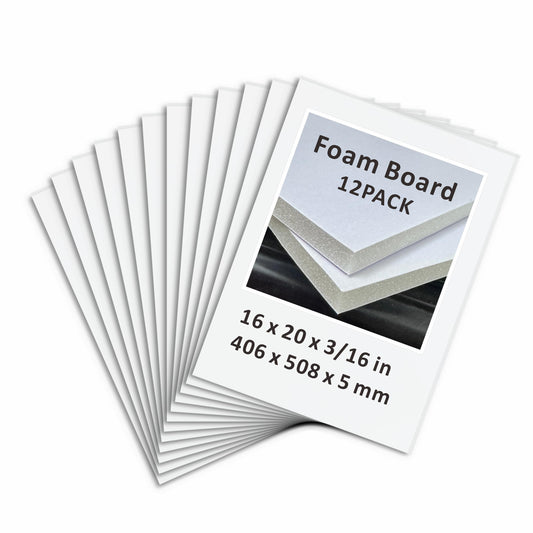 Foam Board 16 x 20 in, ZXUNLIEH 12 Pack White Poster Board, 3/16 in Thick Craft Foam Core Board, Puzzle Board, Double Sided, Foam Sheets for Picture, Project, Presentation, Artwork, Signage and Crafts