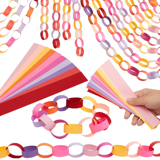 Lincia 1000 Sheet Paper Chain Garland Strips 1x8 Inch with Double Sided Tape, DIY Construction Paper Chains for Birthday Wedding Holiday Party Decorations, Crafts Supplies (Valentine)