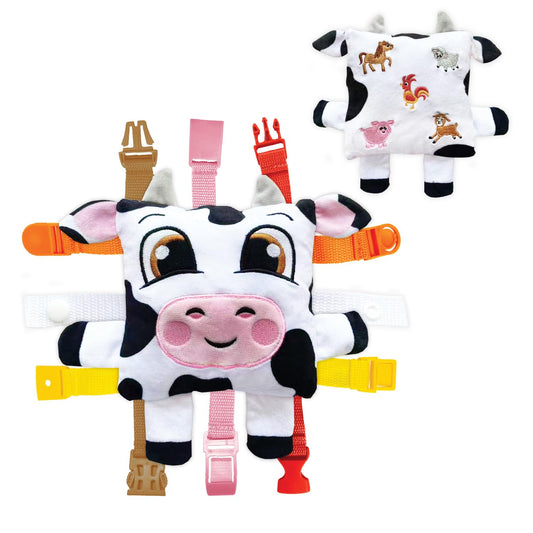 Buckle Toys - Bessie Cow - Learning Activity Toddler Plane Travel Essential Toy - Develop Motor Skills and Problem Solving
