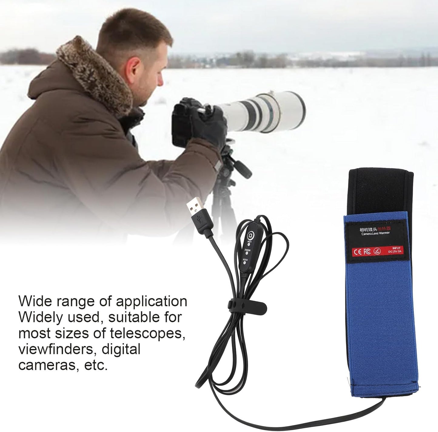 Denash 3 (425mm), g60zd4oics-11 Lens Heater,Anti Fog Belt Temperature Levels Lens Warmer,Lens Heater with USB Fasteners