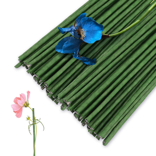 120Pcs Floral Wire, 30cm/11.8in Length 3mm/0.12in Diameter Floral Stems, 18 Gauge Flower Wire Wrapped with Paper (Green)