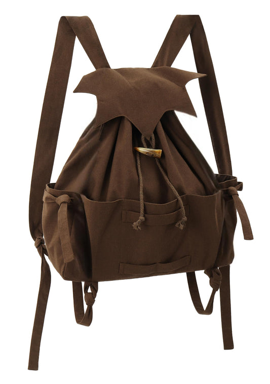 FURPHI Medieval Drawstring Backpack Vinatge Bag Renaissance Ren Faire Camping Accessories (Brown)