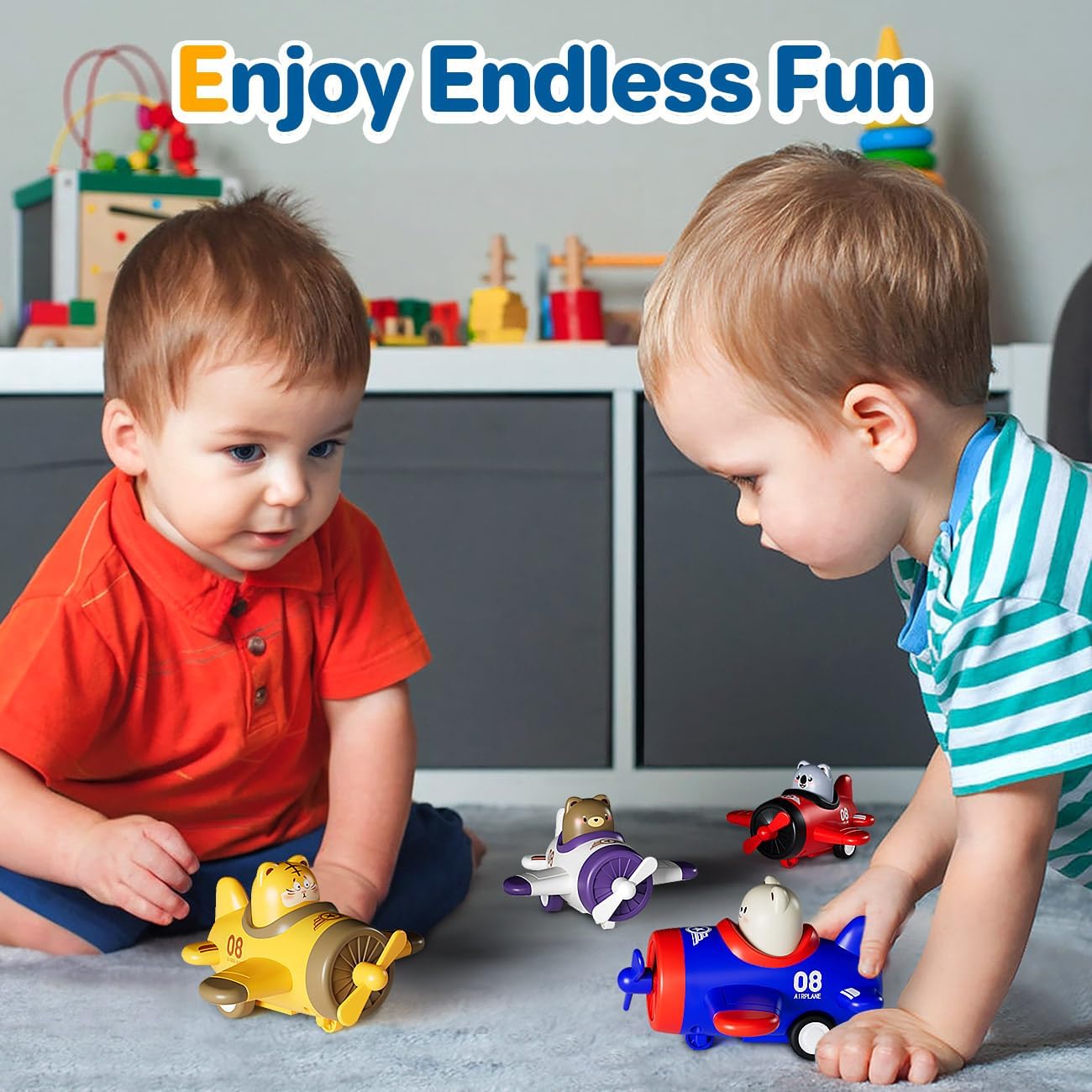 iValea Airplane Toys for Toddlers 1-3: Press and Go Cars Toys for 1 2 Year Old Boy - Christmas Birthday Gifts for 1 2 3 Year Old Boys Girls Toddler Toys Age 1-2
