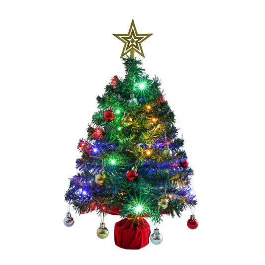 Mini Tabletop Christmas Tree with 30 LED String Lights, Star Top, Perfect for DIY Decoration 2ft