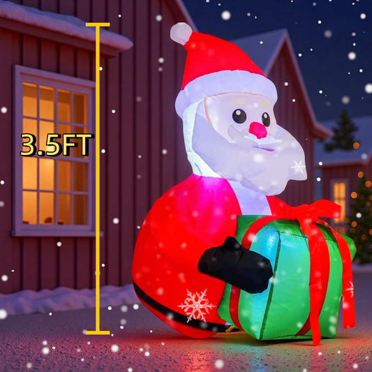 3.3FT Christmas Inflatable Climbing Santa Claus with Green Gift Bag, Light-Up Door Decor, Outdoor/Indoor Holiday Decoration for Christmas Party (Santa Clause with Gifts Broke Out from Window)