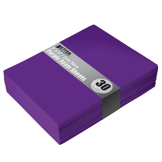 Better Office Products Purple EVA Foam Sheets, 30 Pack, 2mm Thick, 9 x 12 Inch, Purple Color, for Arts and Crafts, 30 Sheets Bulk Pack