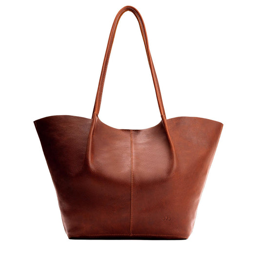 Portland Leather Goods Devan Bucket Tote – Dual Shoulder Straps & Spacious Interior Pockets – Classic, Nutmeg