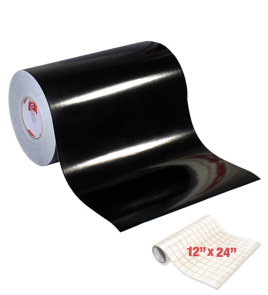 ORACAL 651 Gloss Black Self-Adhesive Craft Vinyl Roll (12 Inch x 20 Foot w/Transfer Paper)