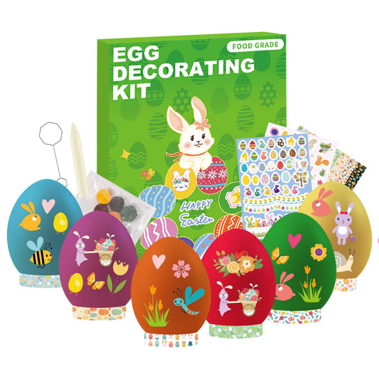 Easter Egg Decorating Kit, 6 Color Food Coloring Dye Tablets with 89 Stickers & 8 Holders, Non-Toxic Egg Dye Kit for Coloring - DIY Craft Set for Party, Basket Stuffers, Classroom Activity