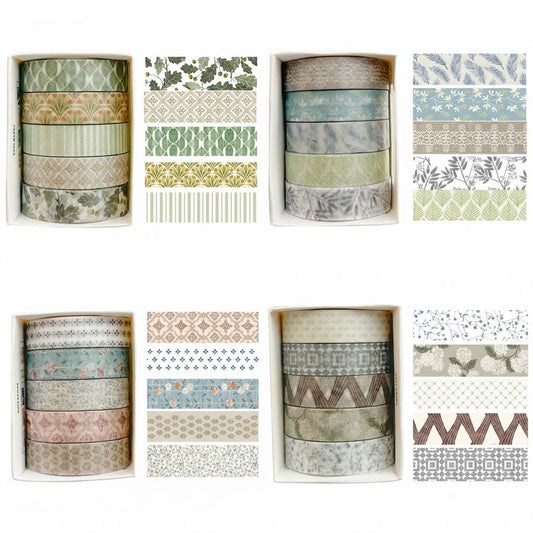 Usyios 20 Roll Washi Tape Set, Scrapbook Supplies Floral Botanical Decorative Paper in Vintage Green Blue Neutral Patterns for Journaling Scrapbooking Planner Crafts