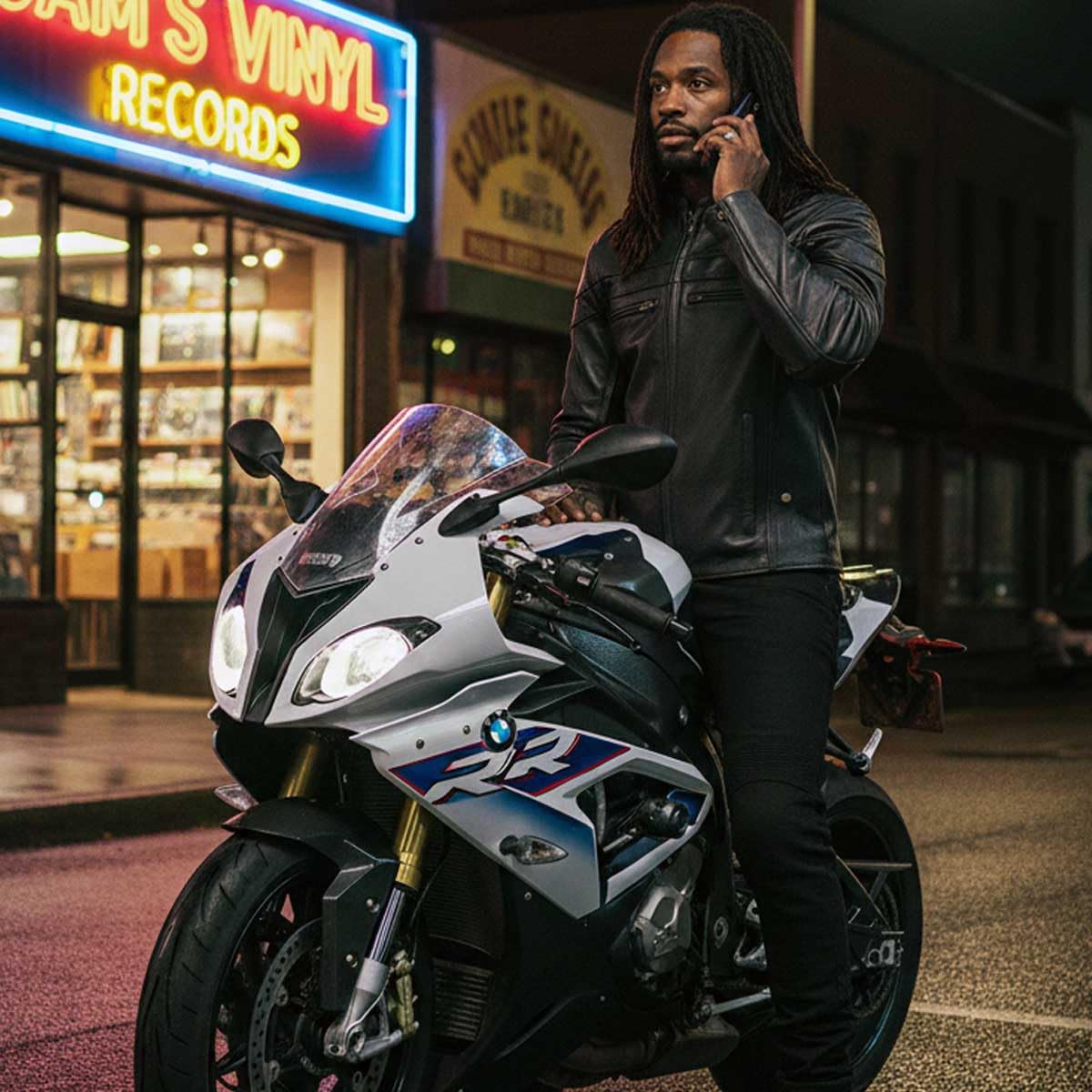 Milwaukee Leather Men's Black Leather Sporty Crossover Scooter Motorcycle Jacket w/Reflective Piping - LKM1725 - X-Large
