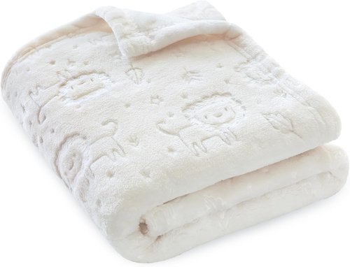 BORITAR Fleece Baby Blanket - Ultra Soft 3D Animal Design | Cozy Infant Toddler Receiving Blanket (30x40 Inches, Cream)