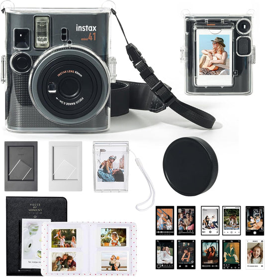 WOGOZAN 41 41 3 Inch 64 Album, 2 10 Mini Clear Case Kit for Fujifilm Instax Mini Instant Camera, Hard PC Clear Case