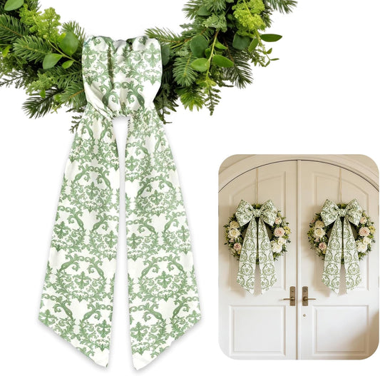 AZYM Wreath Sash Set - Vintage Ribbon Accessories for Indoor/Outdoor Door Decor | 2 Pcs