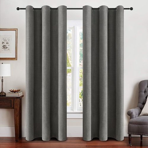 MIULEE Blackout Curtains - 100% Room Darkening Thermal Insulated Grommet Panels | Dark Grey, 42" x 90" (2 PCs)