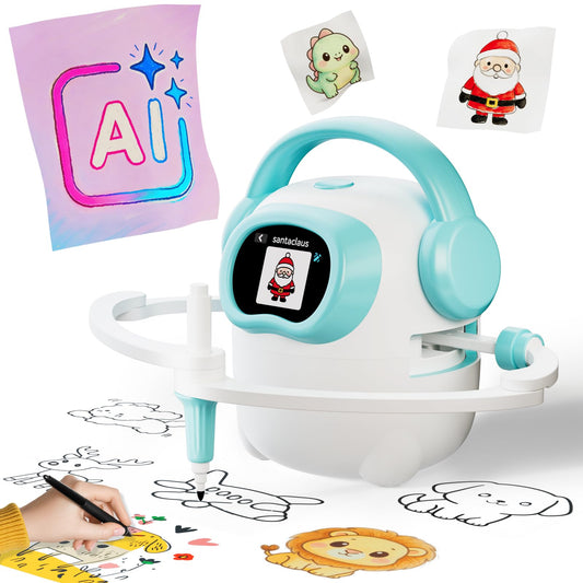 AI Drawing Robot for Kids, 10000+ Free AI-generated Images,Regularly updated image library,Educational Learning Toys for Boys & Girls Ages 3-8 ,AI Enlightenment Painting Toy for Birthday Gift (Cyan)
