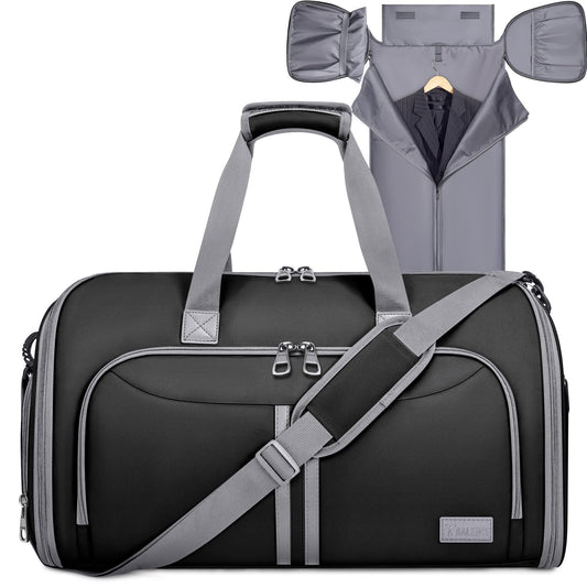 BALEINE Travel Garment Bag, Travel Suit Bag for Men, Water Resistant Carry on Garment Bag for Hanging Clothes, Garment Duffel Bag for Travel Business (Black-Convertible)
