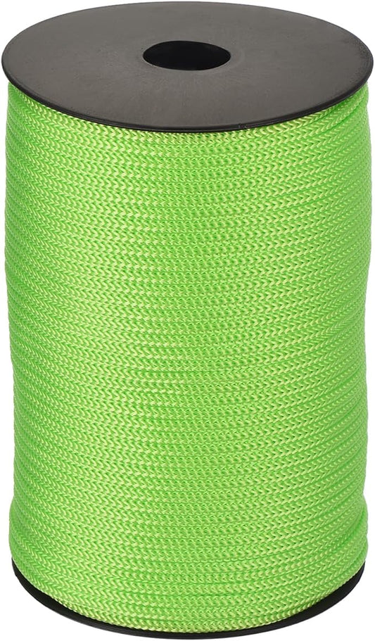 MECCANIXITY 5/32 Inch Polypropylene Rope Braided Ropes, 328ft Camping Rope Hollow Utility Cord for Clothesline, Hiking, Outdoor, Fruit Green