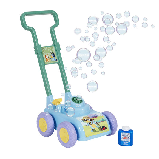 BLUEY Bubble Lawn Mower for Toddlers, Bubble Blowing Machine with Sound for Indoor and Outdoor Gardening Toy, Plays Bluey Music, Birthday, Party Favor for Preschool Girls and Boys