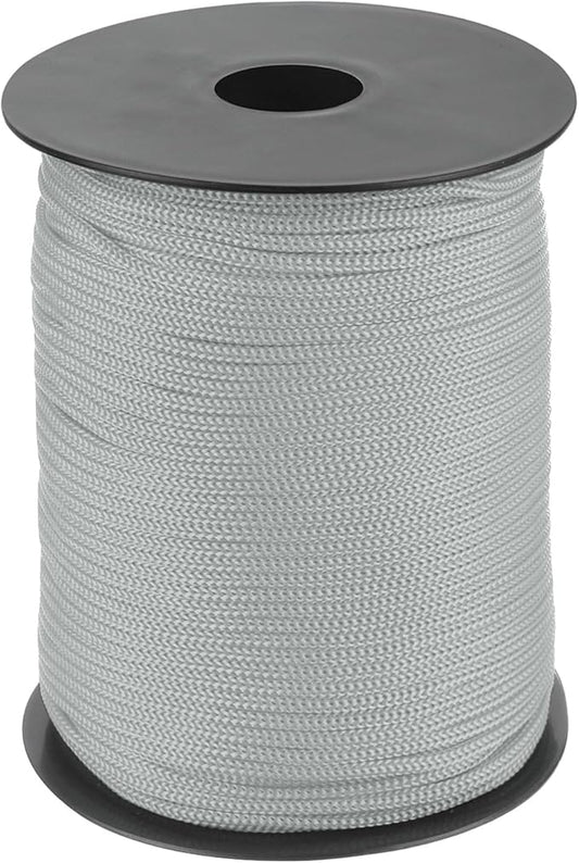 MECCANIXITY 1/8 Inch Polypropylene Rope Braided Ropes, 328ft Nylon Rope Hollow Utility Cord for Clothesline, Camping, Hiking, Outdoor, Light Grey