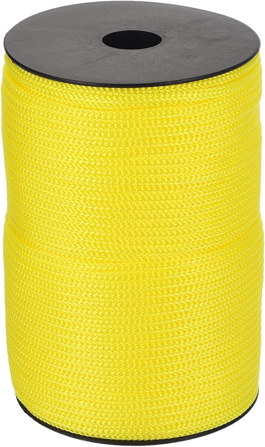 MECCANIXITY 5/32 Inch Polypropylene Rope Braided Ropes, 328ft Camping Rope Hollow Utility Cord for Clothesline, Hiking, Outdoor, Yellow