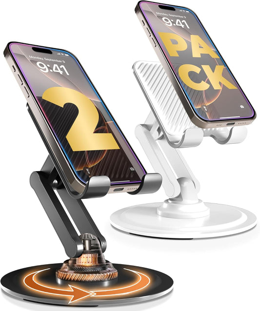 COOPER 360 Pack], 2-Pack) Stand, [Gift Family Rotating Cell Phone Stand for Desk, Cell Phone Holder for Desk, iPhone