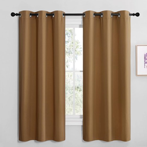 NICETOWN Blackout Curtains - Noise Reducing & Draft Blocking | 68-Inch Length, Gold Brown (2 Panels)