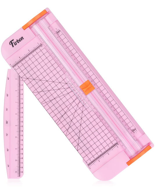 Firbon A4 Paper Cutter 12 Inch Titanium Straight Paper Trimmer with Side Ruler for Scrapbooking Craft, Paper, Coupon, Label, Cardstock(Pink)