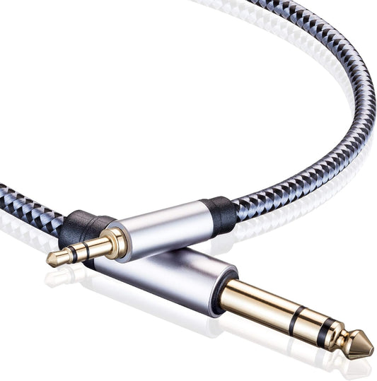 Tiierzon 1/8 1/4 25Ft, 6.35mm 1/4" 3.5mm 1/8" Amplifiers(25Ft) to Stereo Cable Male to Male TRS Bidirectional Stereo