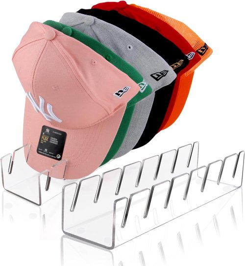 Hat Stand for Baseball Caps - Skiennix 2-Pack Acrylic Organizer for 14 Caps | Clear Storage Solution