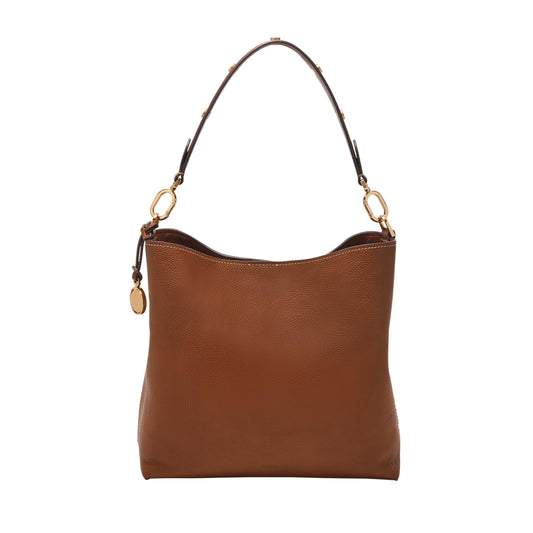 Fossil Women's Jessie Leather Bucket Shoulder Bag Purse Handbag, Purse for Women, Medium Brown