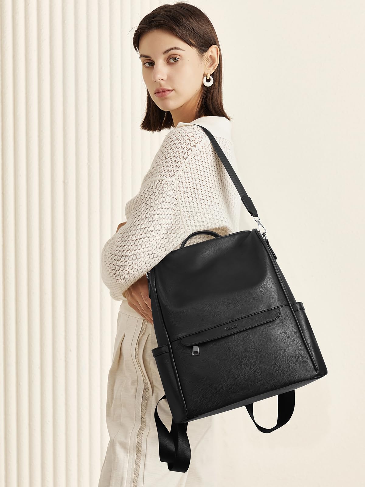 CLUCI Backpack Purse for Women Backpack Purse Black Leather Anti-theft Large Fashion Designer Travel Bag Ladies Shoulder Bags