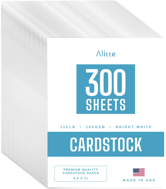 Cardstock Paper | 300 Pack, White Card Stock Printer Paper 8.5 x11, Heavyweight Thick, 110 lb, Premium Smooth Sheets and Printer Compatible - for Crafts, Cards, and Business