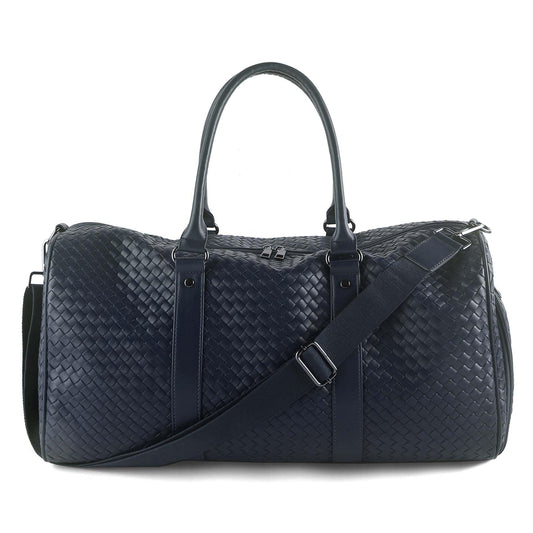 Handwoven Travel Bag with Wet Dry Separation and Shoe Compartment, Large Open Weekender Bags Lightweight Duffel for Women, Beach Tote Gym Bag Carry On (Navy Blue)