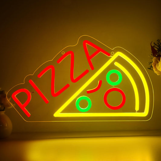 Pizza Neon Sign for Wall Decor Pizza Shaped Neon Sign for Pizzeria Food LED Light for Restaurant Kitchen Store Party Restaurant Food Art Decor USB Powered Size14.6 * 8.3 In(JTLD006-21)