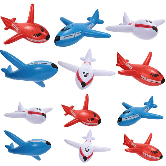Lewtemi 12 Pieces Inflatable Airplanes Party Decoration Red White Blue Aircraft Inflates Plane for Independence Day Birthday Shower Party Supplies 24.5 and 15.75 Inch