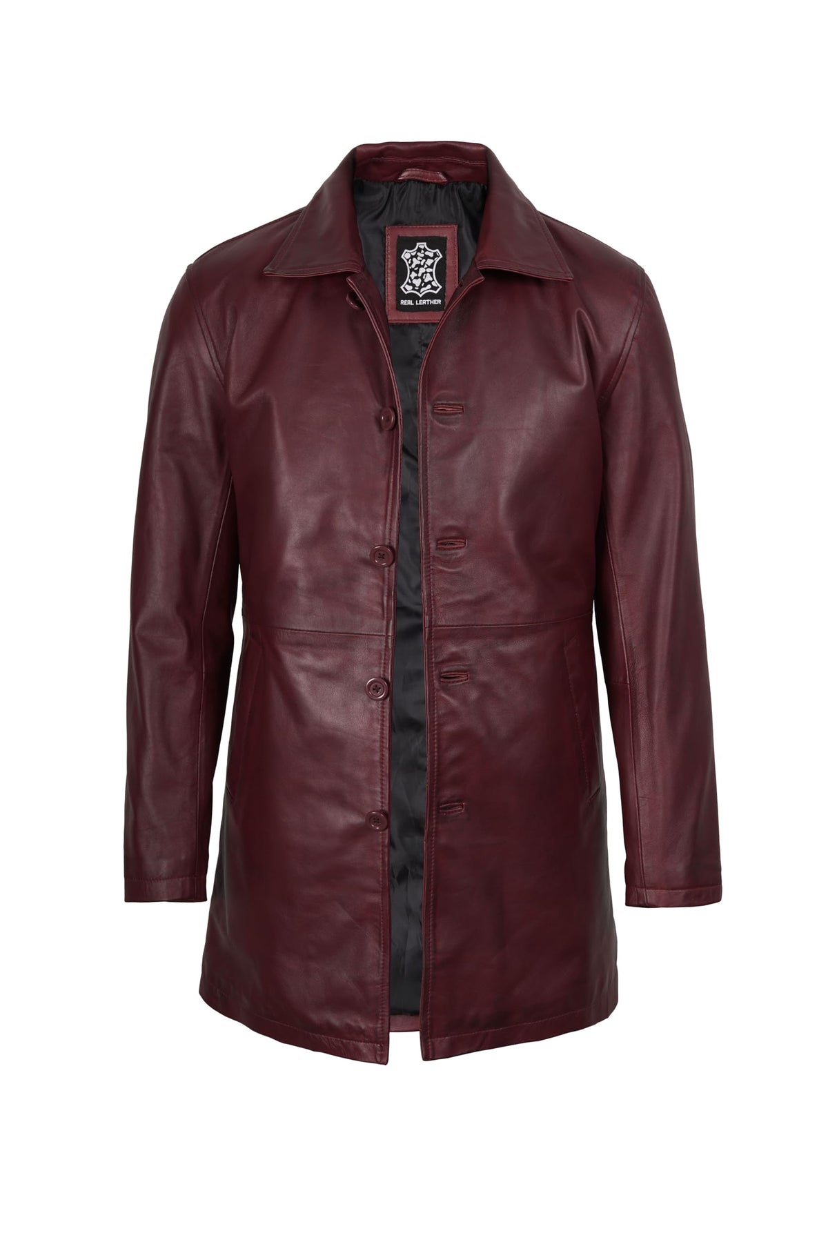 fjackets Genuine Leather Jacket Mens - Real Lambskin Leather Coat Men | [1507112] Suprnatural Maroon Wax, S