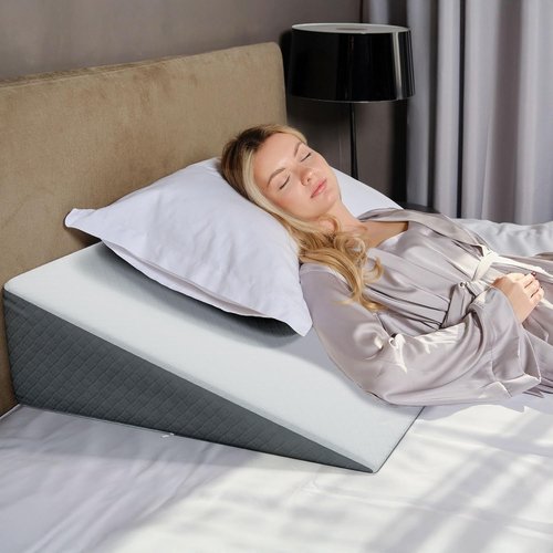 Kolbs Extra Wide Bed Wedge Pillow - Sleep Apnea & Acid Reflux Relief | Chic Jacquard Cover (7.5" Height)
