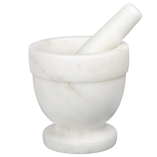 Creative Home Handcrafted 4 inch Mortar and Pestle Solid Marble Grinder for Spices and Herbs Artisan Carved from Yushan Marble Elegant and Durable for Everyday Cooking, 4 Diam. x 4 H Inch