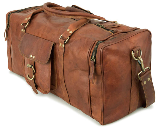 Berliner Bags Vintage Genuine Leather Duffle Bag New York L for Travel or the Gym, Weekender, Travel Bag, Overnight Bag for Men and Women - Brown