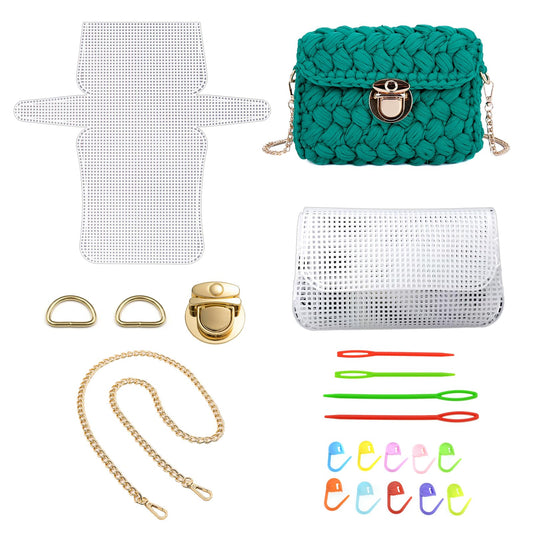 Wzttdm DIY Knitting Crochet Bags Kit, 8.7x4.9 Inch Blank Needlepoint Canvas Sheets, Mesh Plastic Canvas Bag Kit for Handmade Bag Making Acrylic Yarn Crafting Projects