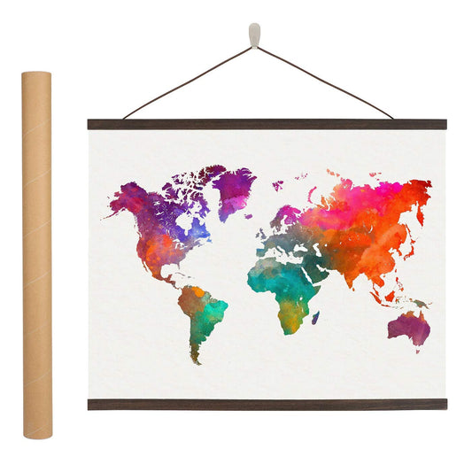 EARTHABITATS Magnetic Poster Hanger Frame - 24 inches Wooden Magnetic Poster Frame Hanger for Scratch Off Maps, Prints, Pictures, Photos, Canvas Artwork