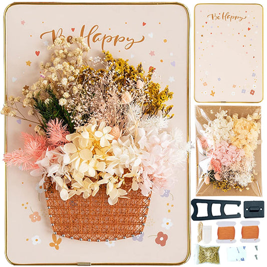 BAZIMA ALICE DIY String Art Kit for Beginner,Flowers String Art, DIY Dried Flowers Craft Kit, Unique Gift,Flower Basket, Craft Kit for Holidays