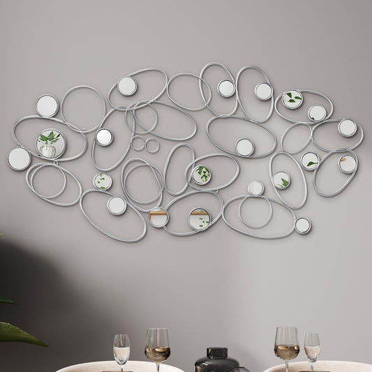 Tandefio 7 Pcs Decorative Mirrors Home Wall Art Decor Hanging Mirrors Wall Art for Living Room Bedroom Entryway 60 x 20 Inches
